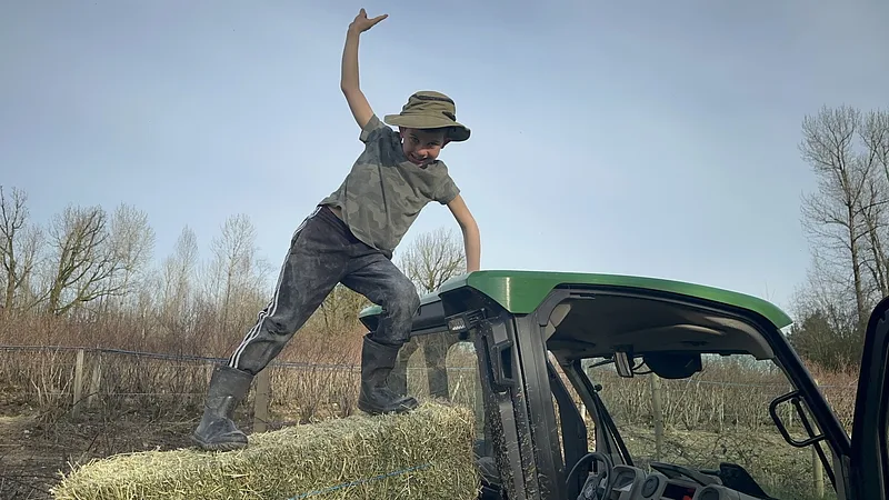 Ryan driving the farm gator